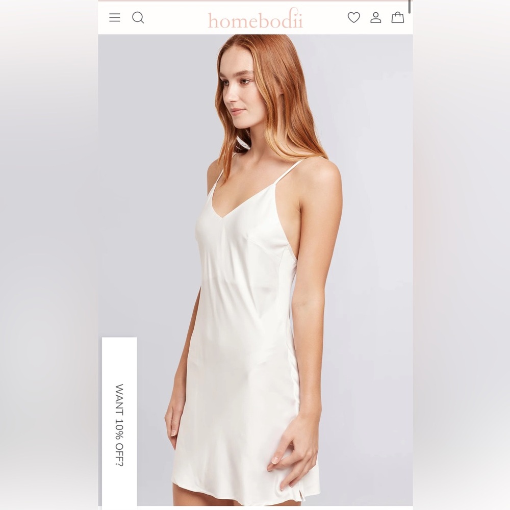 Homebodii Jasmine Satin Slip White